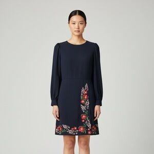 Ted Baker Navy Floral Embroidered Dress